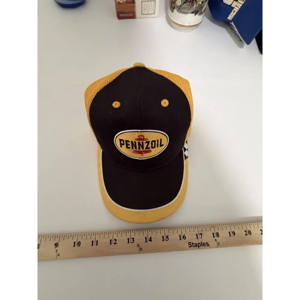 Vintage Pennzoil black and yellow mesh back trucker baseball cap